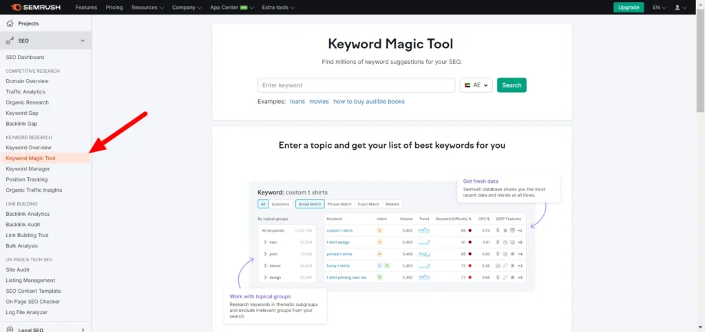 keyword magic tool semrush
